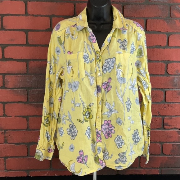 Charter‎ Club Floral Linen Woman's Button Down XL - Picture 1 of 7